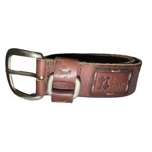 Fossil Mens Brown Leather Belts Sz M (34”) 1.5” Thick